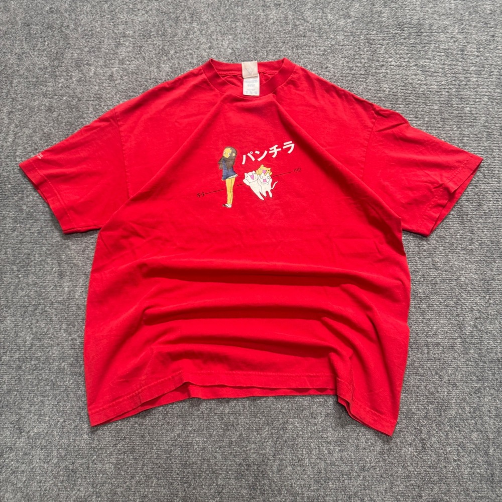 VTG Anime T-shirt Men's XL Triple A Red Y2K 90s J-list Original List Panty Shot